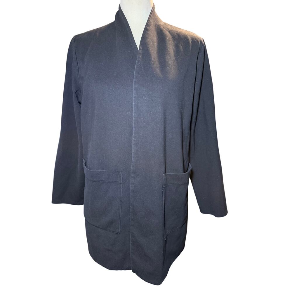Eileen Fisher Washable Flex Ponte Tencel Open Front Jacket, Black, Large